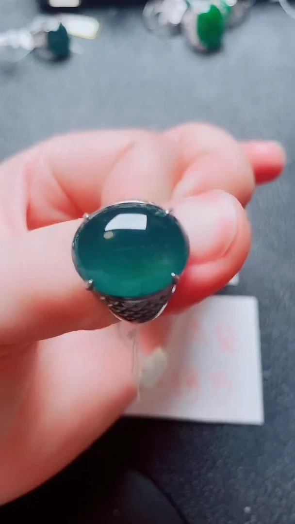 银S925镶嵌戒指翡翠1