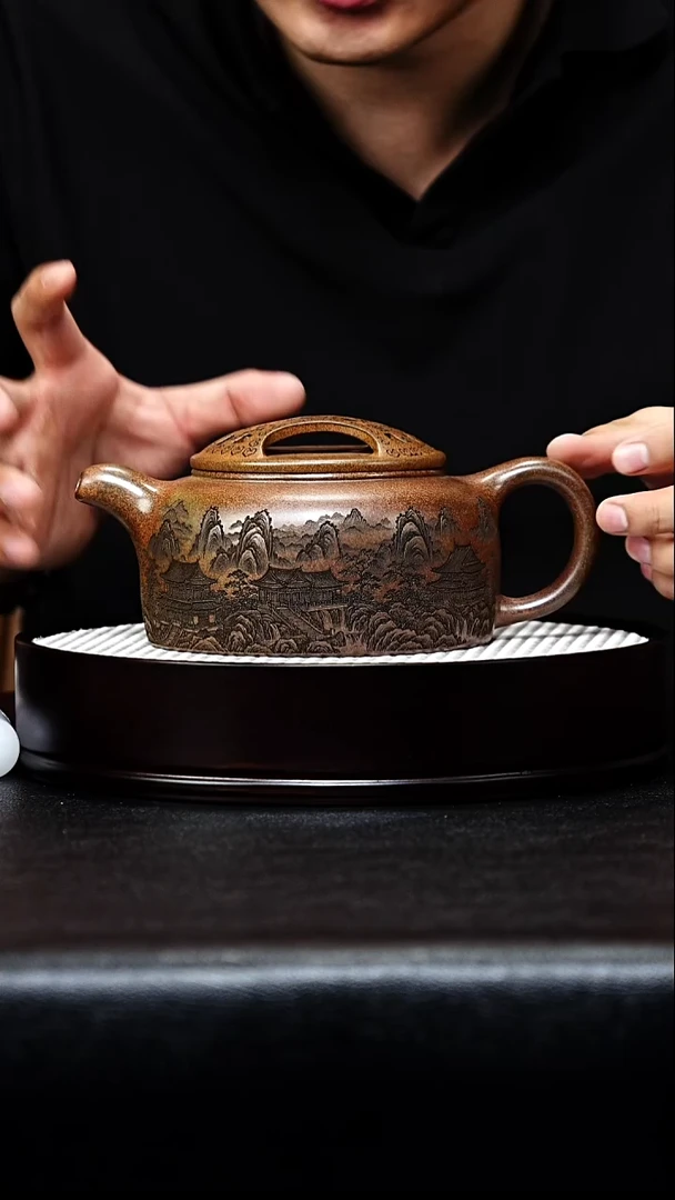 茶壶紫砂牛盖莲子手工紫砂壶