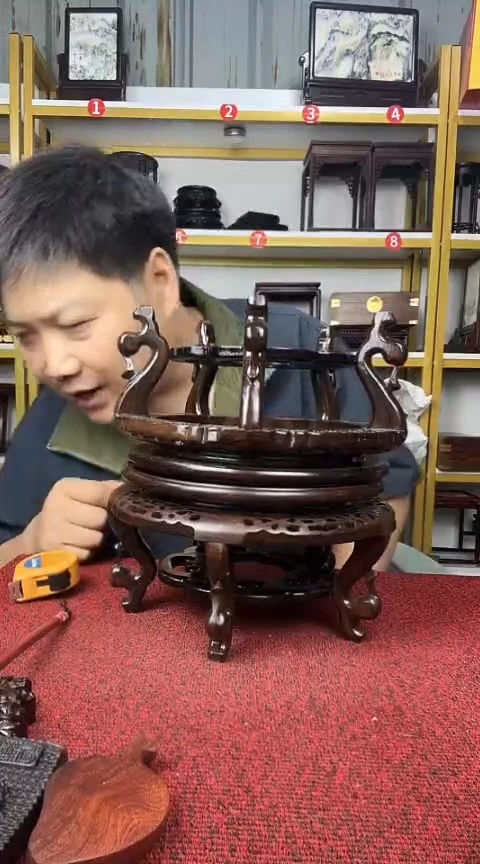 木见**奇非洲黑檀圆底座20CM//对
