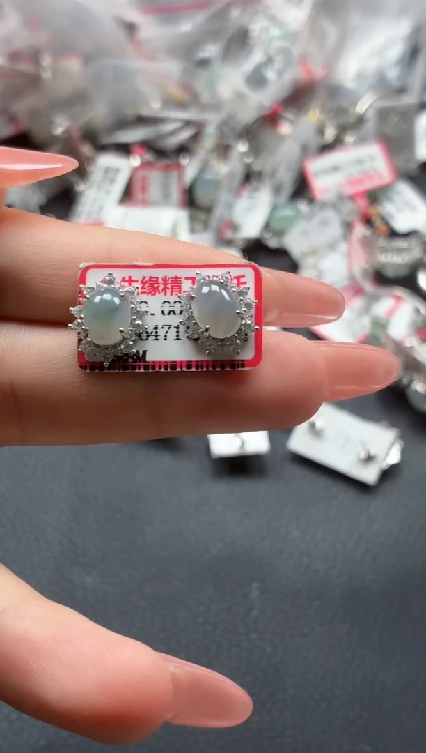 银S925镶嵌戒指翡翠天然A货缅甸翡翠