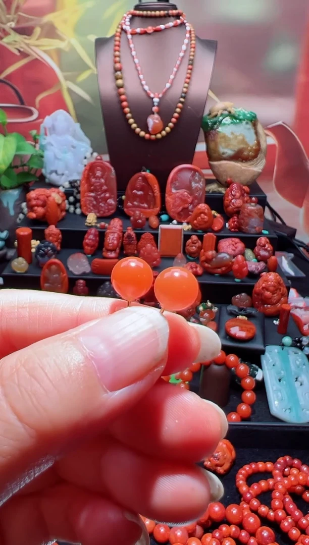 未镶嵌南红玛瑙耳饰@*福耳钉