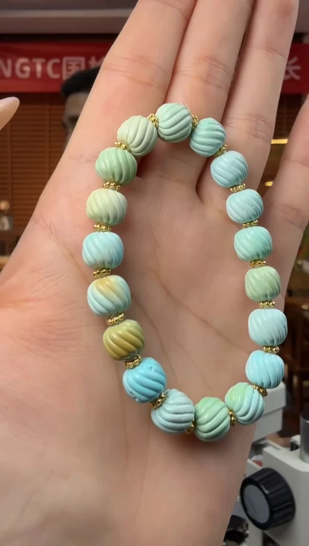 未镶嵌绿松石手串珺原矿绿松石扭扭珠手串约9mm