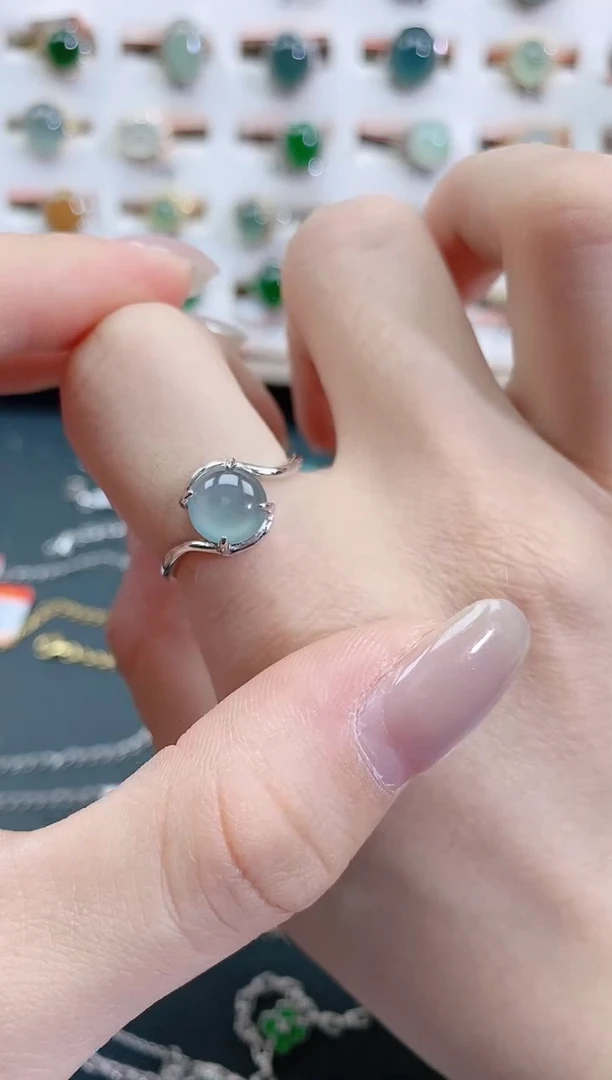 银S925镶嵌戒指翡翠天然翡翠