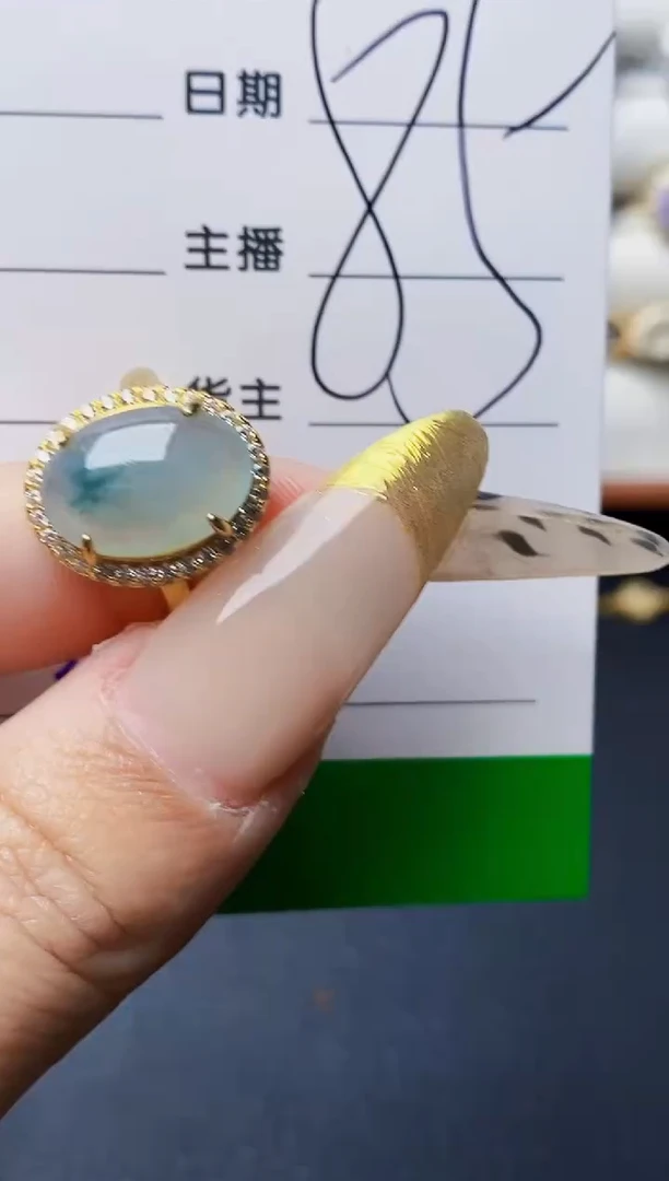 银S925镶嵌戒指翡翠3190