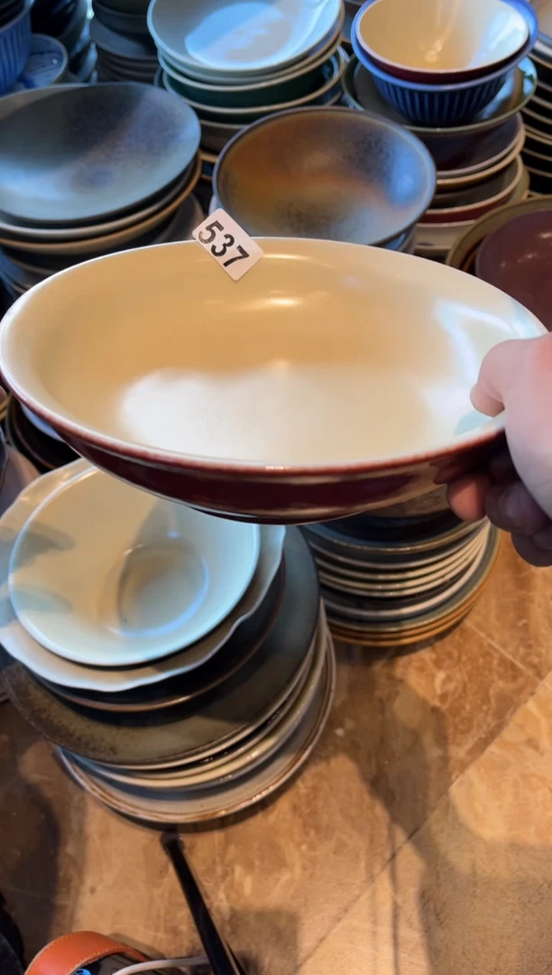 【闪购商品】瓷片537 外红内黄深盘1个