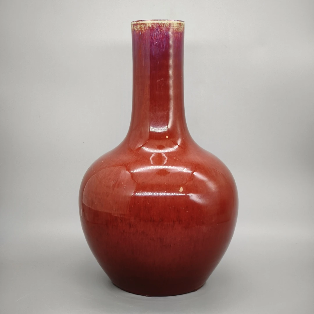 62411159*清乾隆钧红釉天球瓶/瓷器六/江苏省文物总店