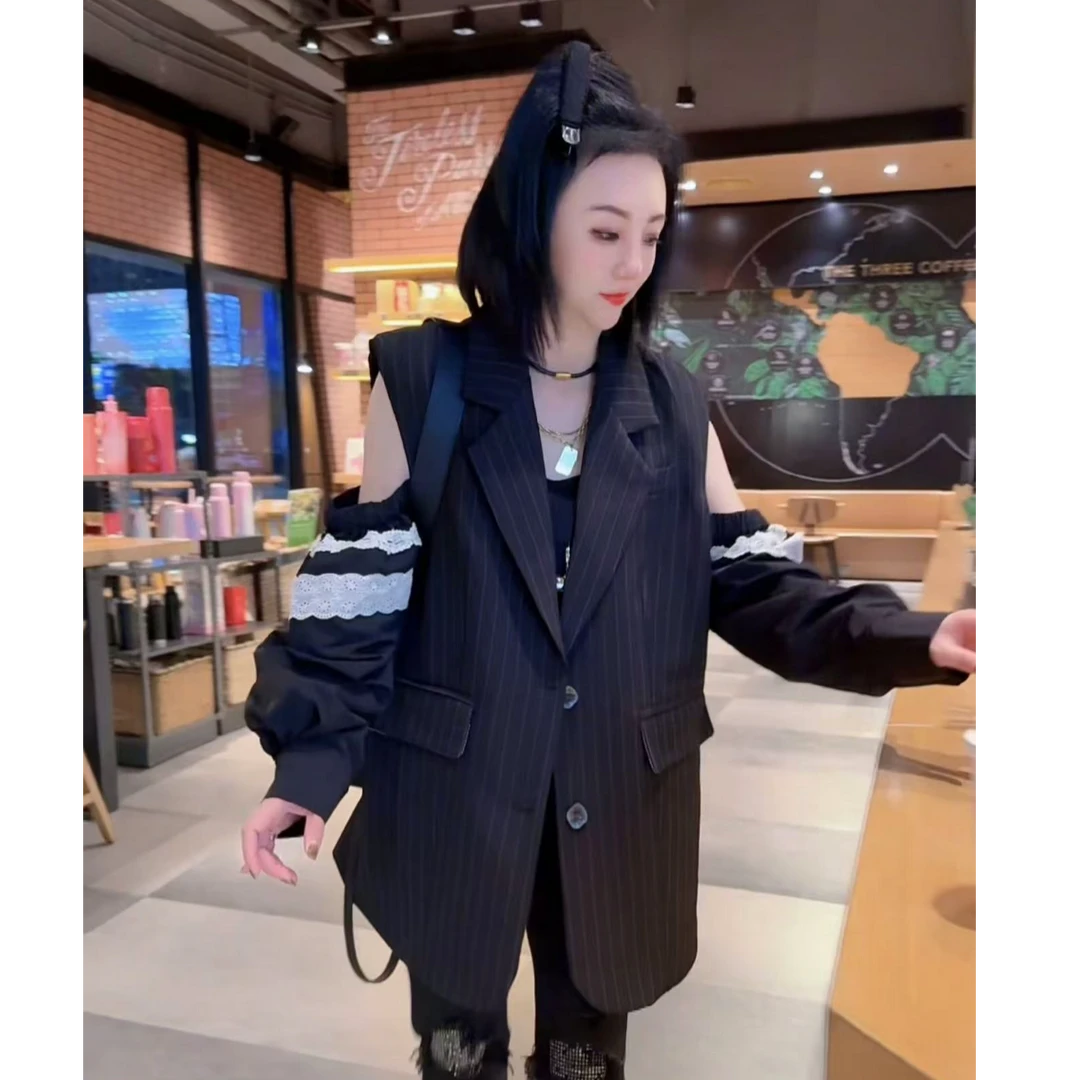 欧货2025女新款时尚高级感小众别致露肩马甲外套6289设计师设计感