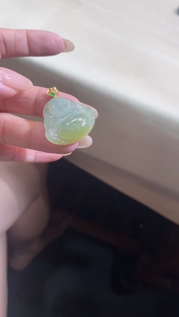 翡翠18K金镶嵌吊坠(不含链)佛公