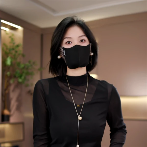 【璐然圣创】冬季保暖显脸舒适小立体豹纹拼接挂耳口罩K1201