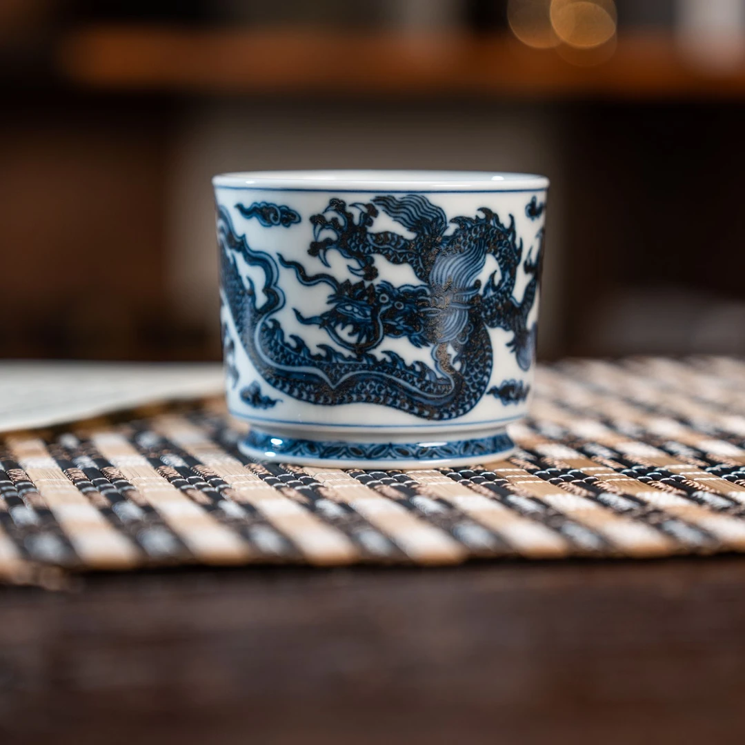 【小乔赏瓷】景德镇手工手绘林涛小馆霸王龙容天杯ltxg317