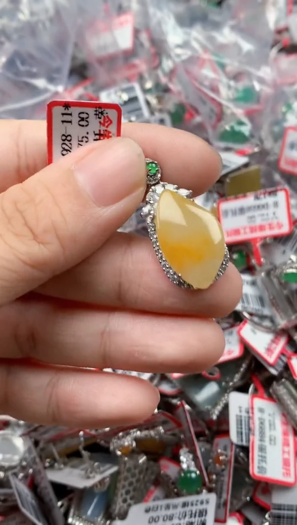 银S925镶嵌戒指翡翠天然A货缅甸翡翠