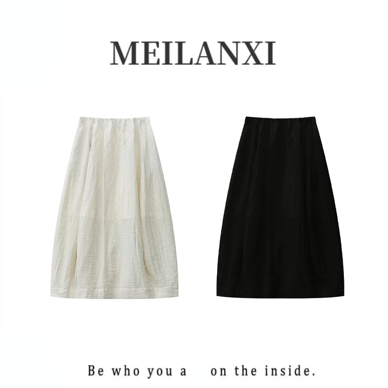 【MEILANXI】【亚麻花苞】25夏季新款亚.麻.休闲百搭简约女款花苞裙