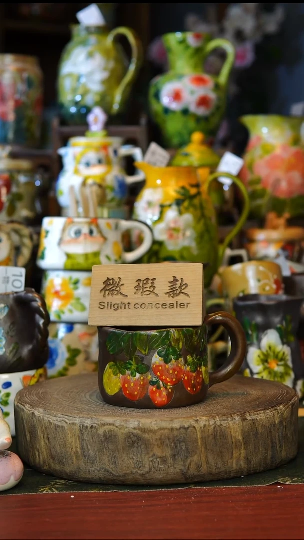 陶瓷113景德镇手工手绘釉下彩微瑕