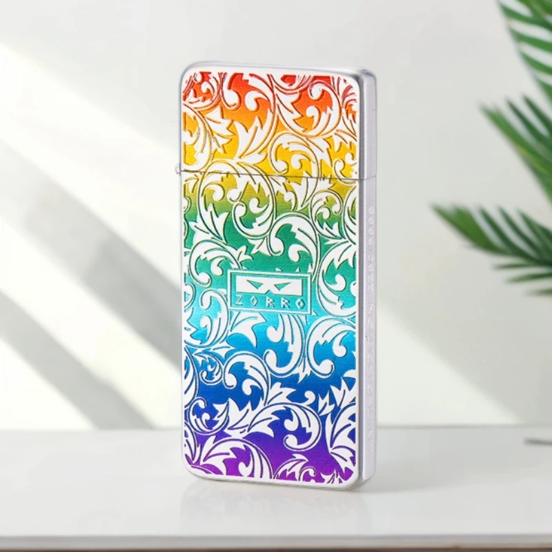 ZORRO【zc5幻彩唐草二代】二代彩虹唐草超薄火机双面唐草花彩色