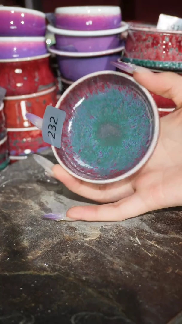 摆件陶精品窑变钧瓷茶器