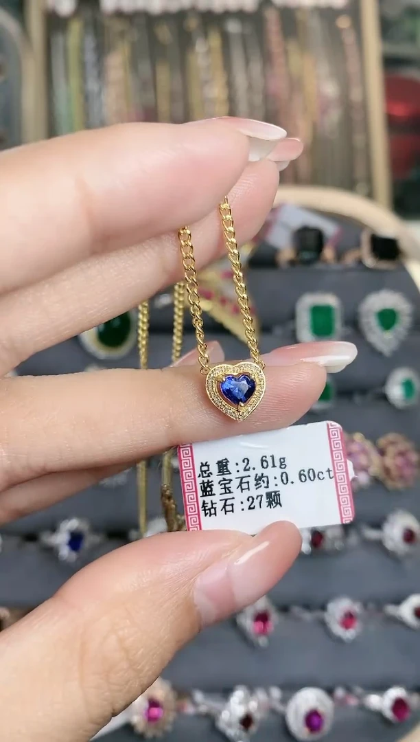 蓝宝石项链18K金镶嵌·