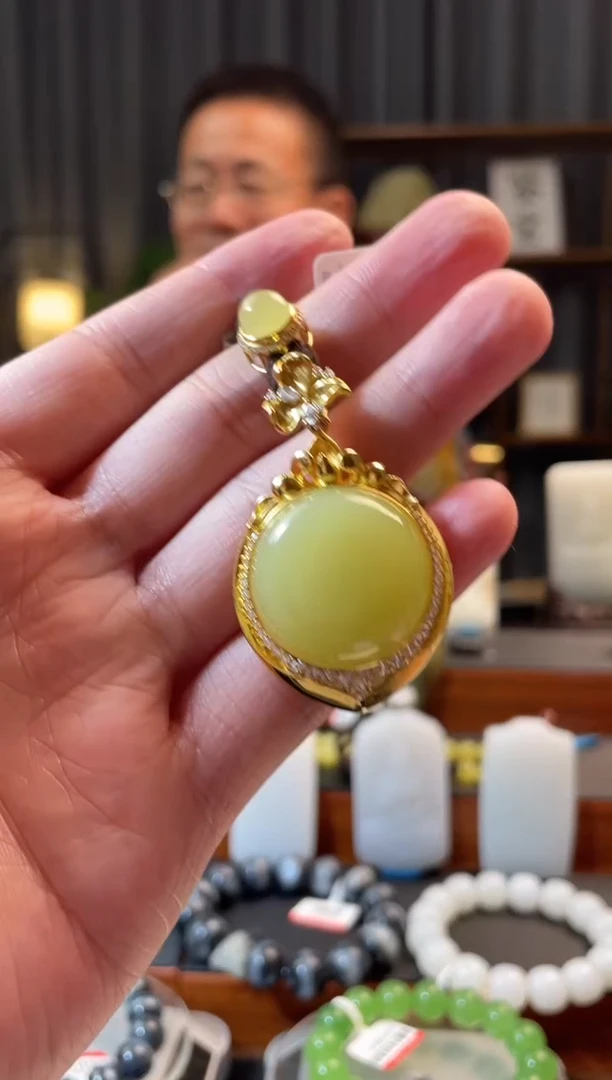 和田玉银S925镶嵌吊坠(不含链)挂件