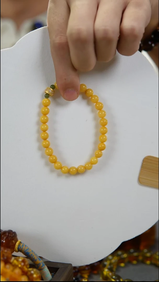 手串琥珀未镶嵌6mm天然俄料蜜蜡设计款手串