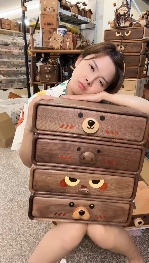 木全黑胡桃四件套抽屉