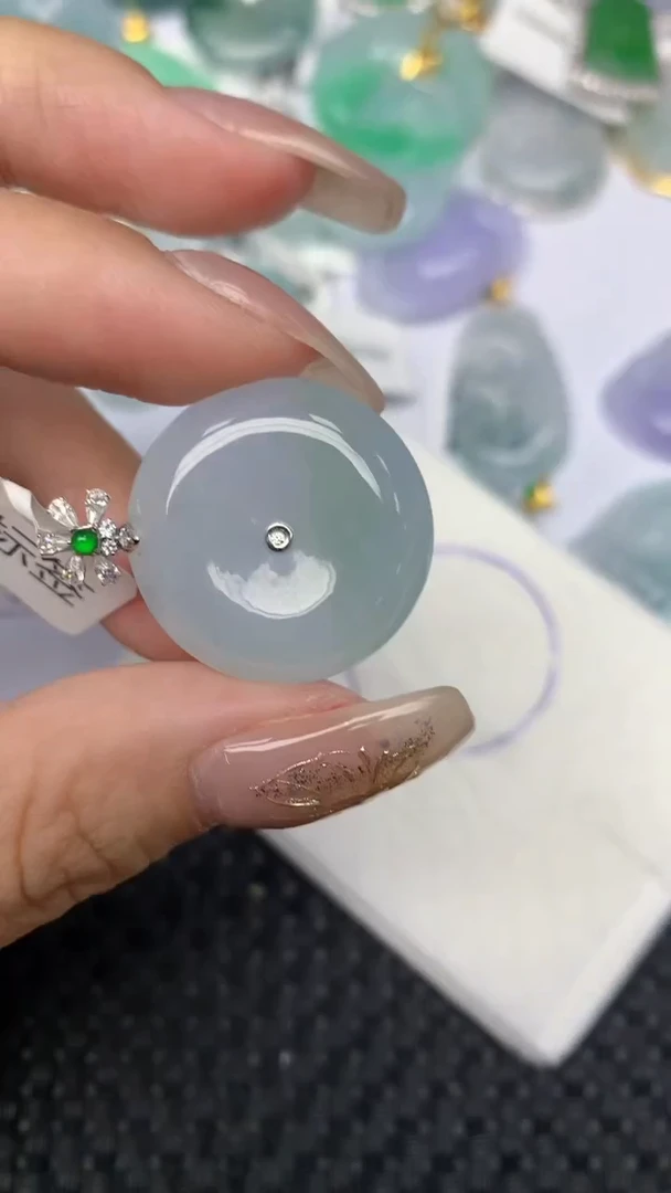 颈饰18K金镶嵌翡翠天然缅甸翡翠a货百元以上9元证书费自理