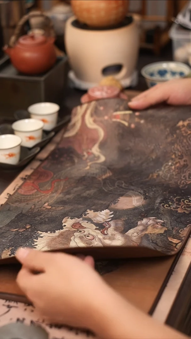 茶具宣丝茶席28x50 金毛犼