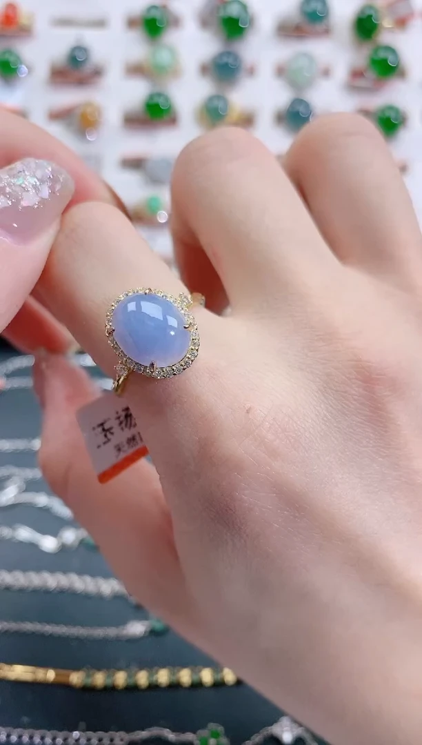 银S925镶嵌戒指翡翠天然翡翠