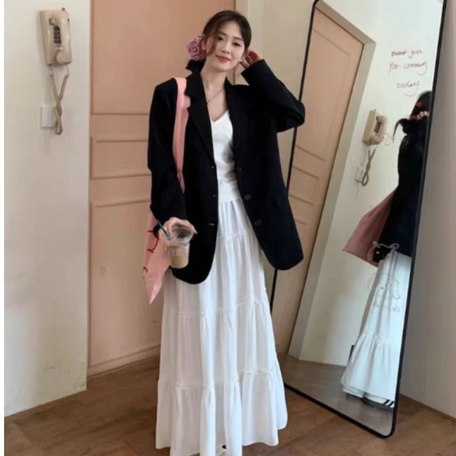 法式气质女早春穿搭套装2025新款西装+半身裙高级感-9683