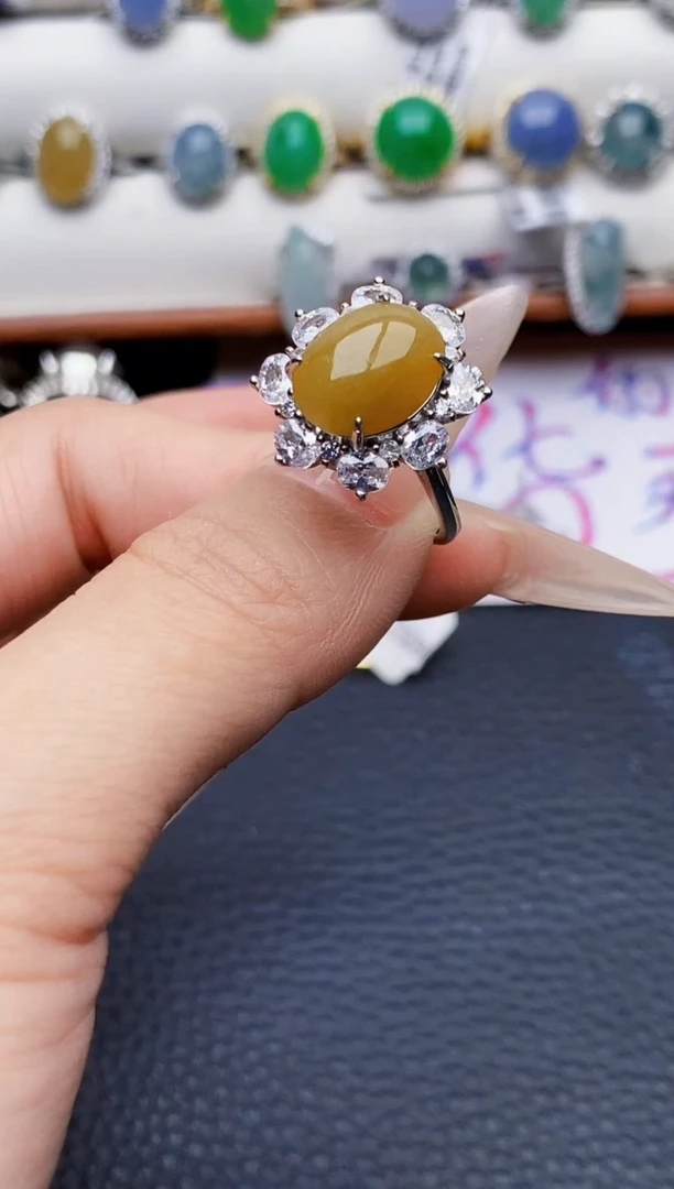 银S925镶嵌戒指翡翠0580