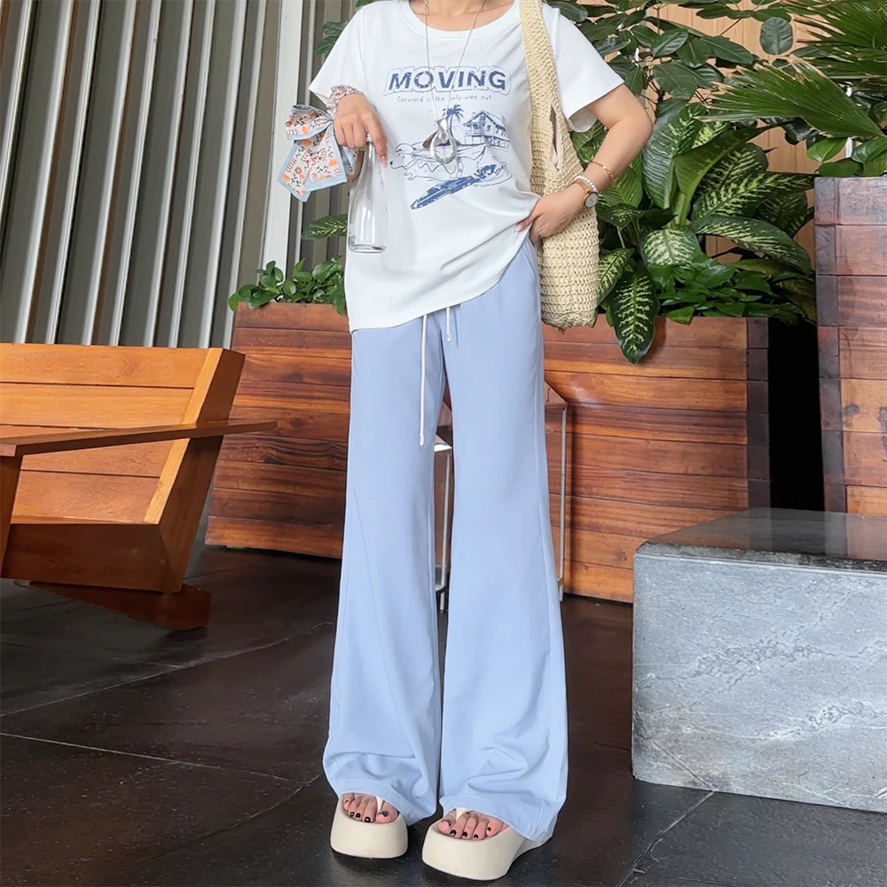 【夏上新】胖mm显瘦薄款直筒微喇裤长裤女200斤加大码女装_515-GN2