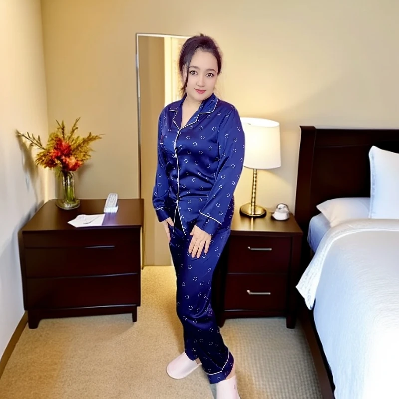 冰丝睡衣套装秋季女新款春秋短袖长裤可外穿夏网红款休闲家居服