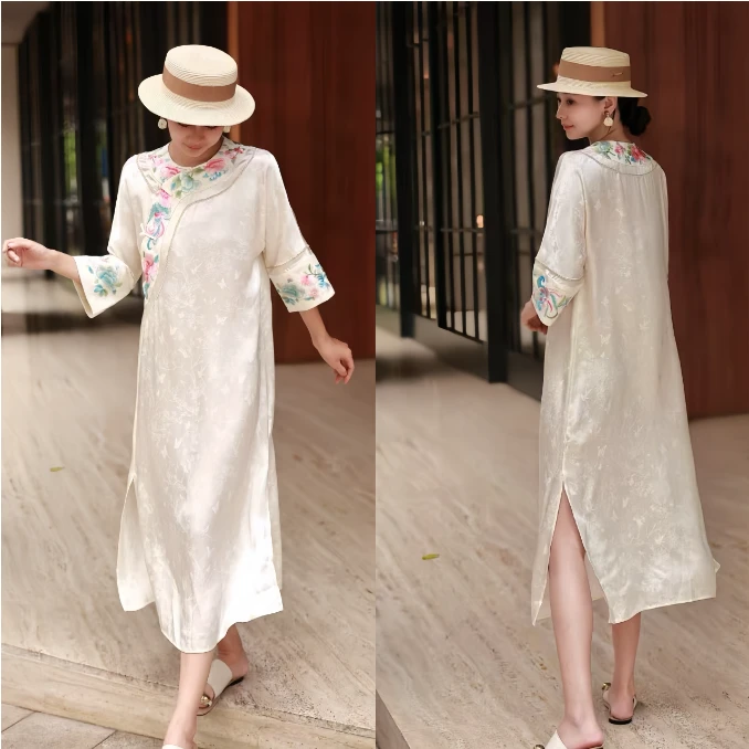 2523 太太服连衣裙刺绣中国风新中式