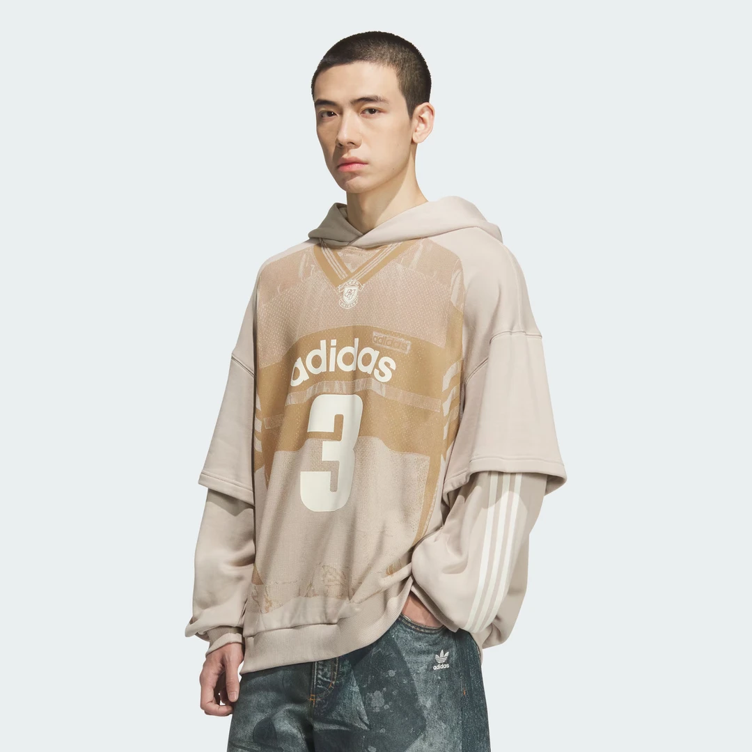 ADIDAS三叶草TEAM HOODIE 毛圈布运动连帽套头衫 KC2608