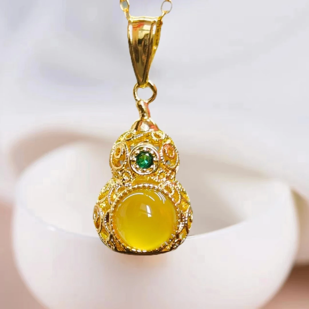 【李总专属】BM-S248#福气满满玉髓葫芦合金镶嵌吊坠 赠合金链