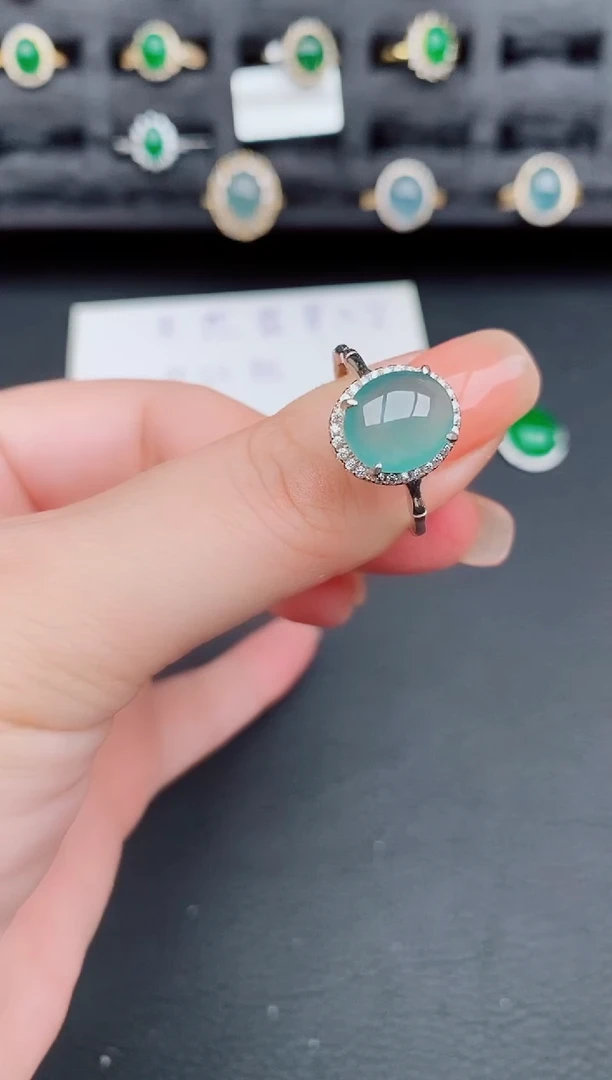 翡翠戒指银S925镶嵌天然a货翡翠171