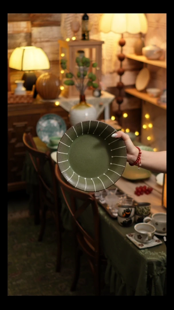 瓷片蔓心手工陶瓷大号碗