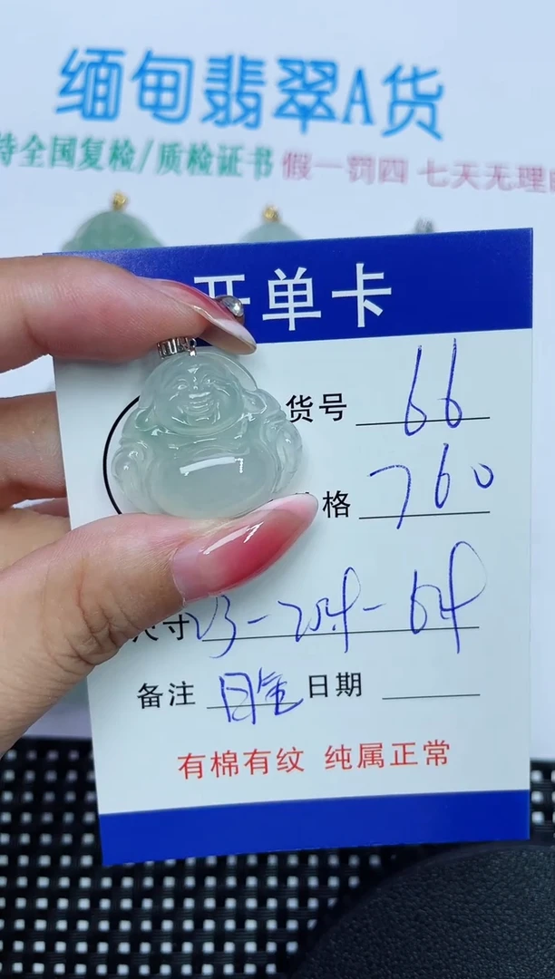 翡翠未镶嵌吊坠(赠链)66