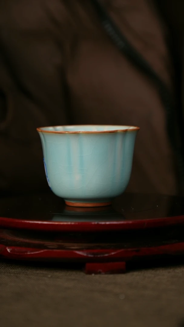 全品 天蓝 花口杯