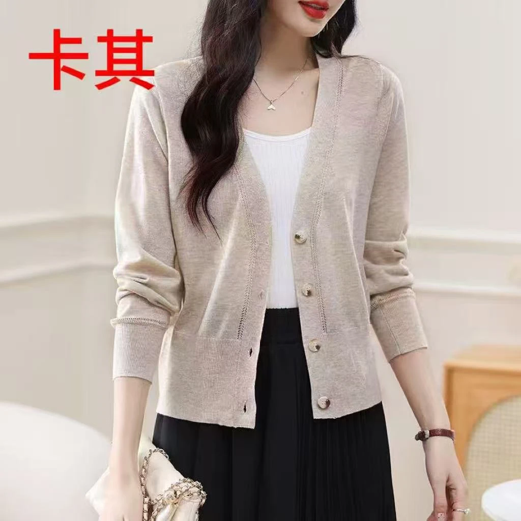 （1045卡其）早秋百搭长袖针织衫54