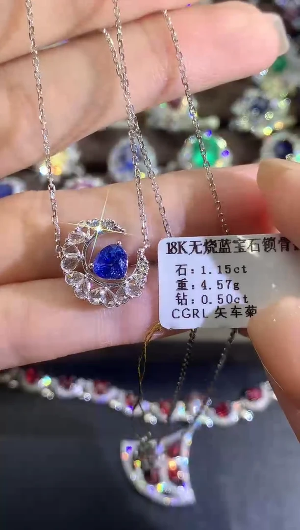 项链蓝宝石18K金镶嵌e312