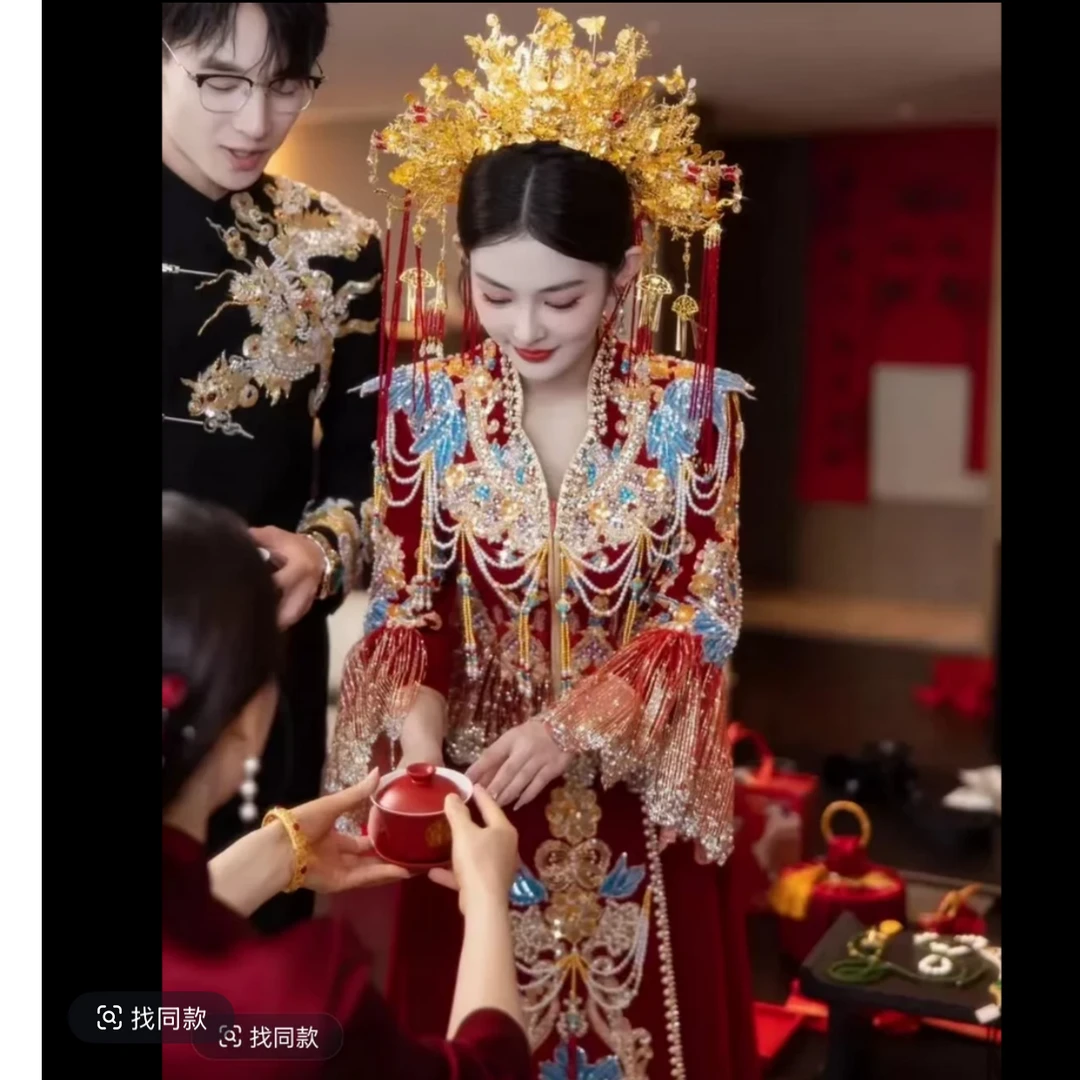 新款大摆显瘦小金鱼秀禾服新娘结婚嫁衣