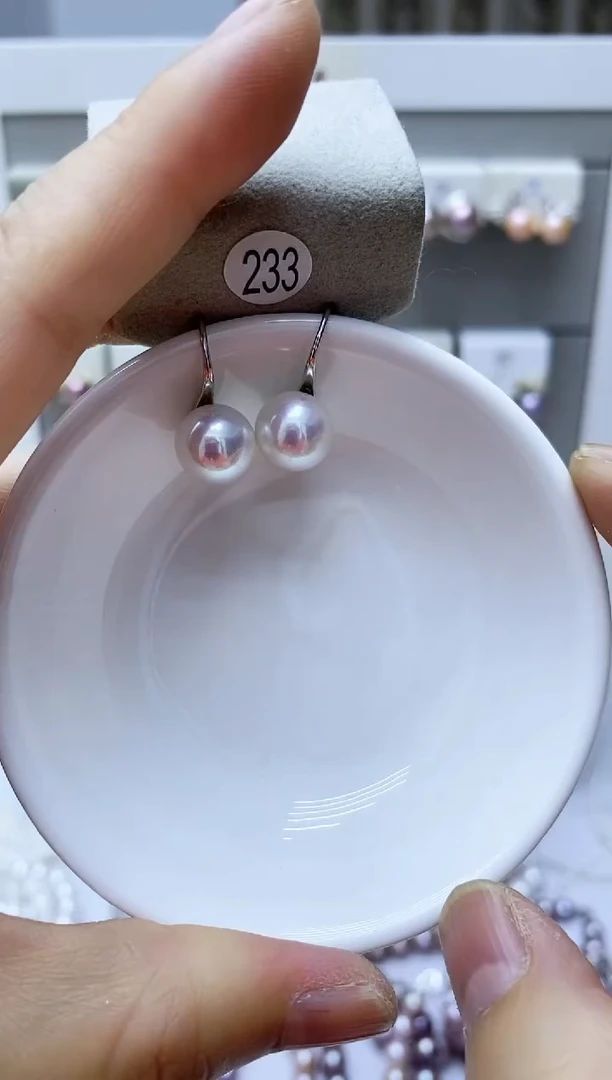 银S925镶嵌淡水珍珠耳饰233