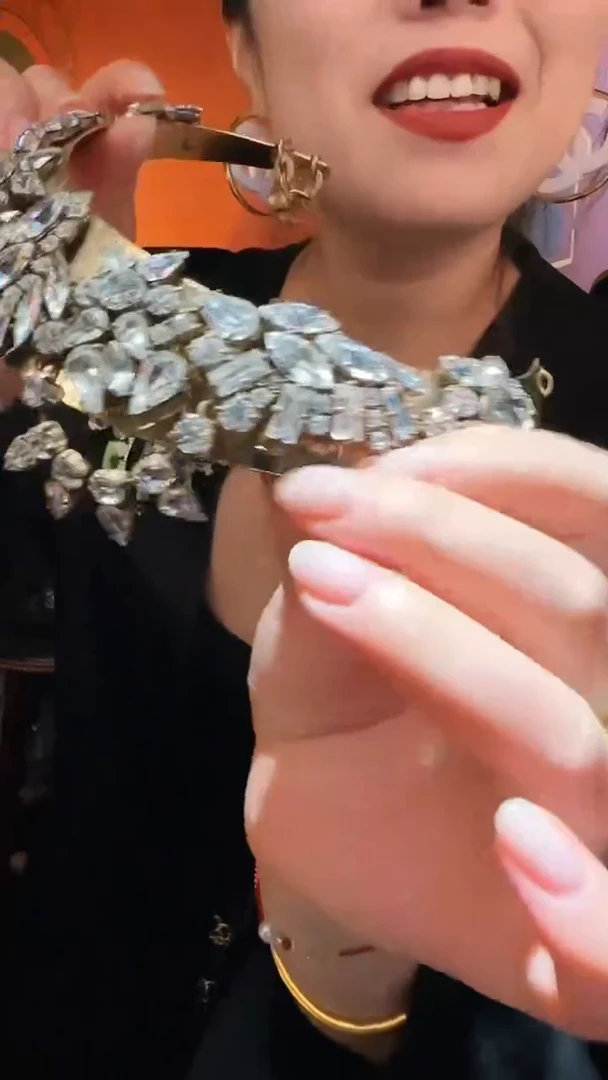 无铜合金无铜合金孤品重工镶嵌款亮晶晶项链