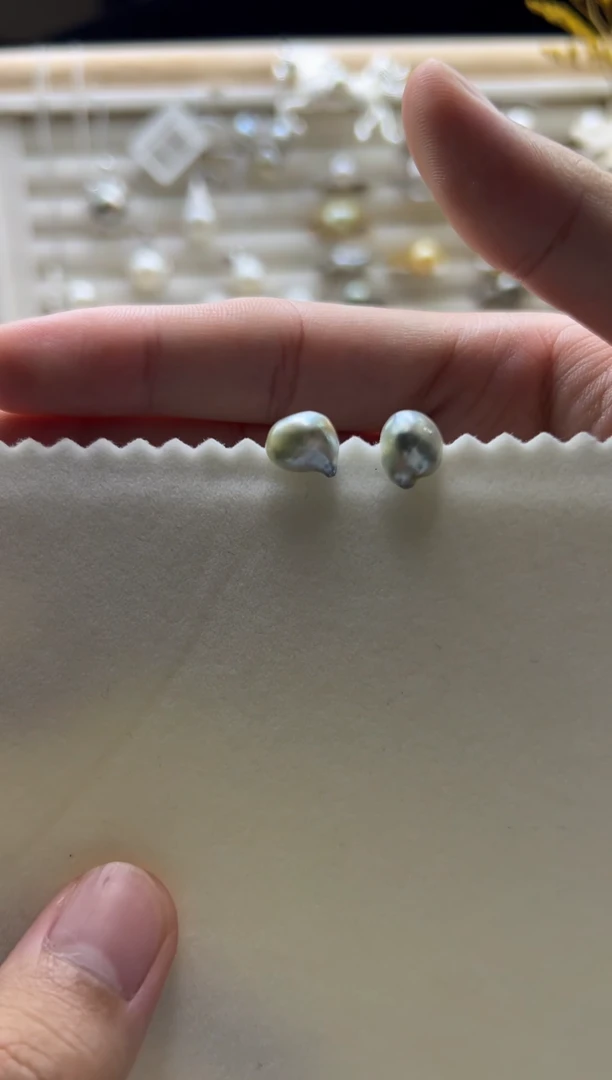 银S925镶嵌耳饰海水珍珠海水金珠克旭耳钉素钉