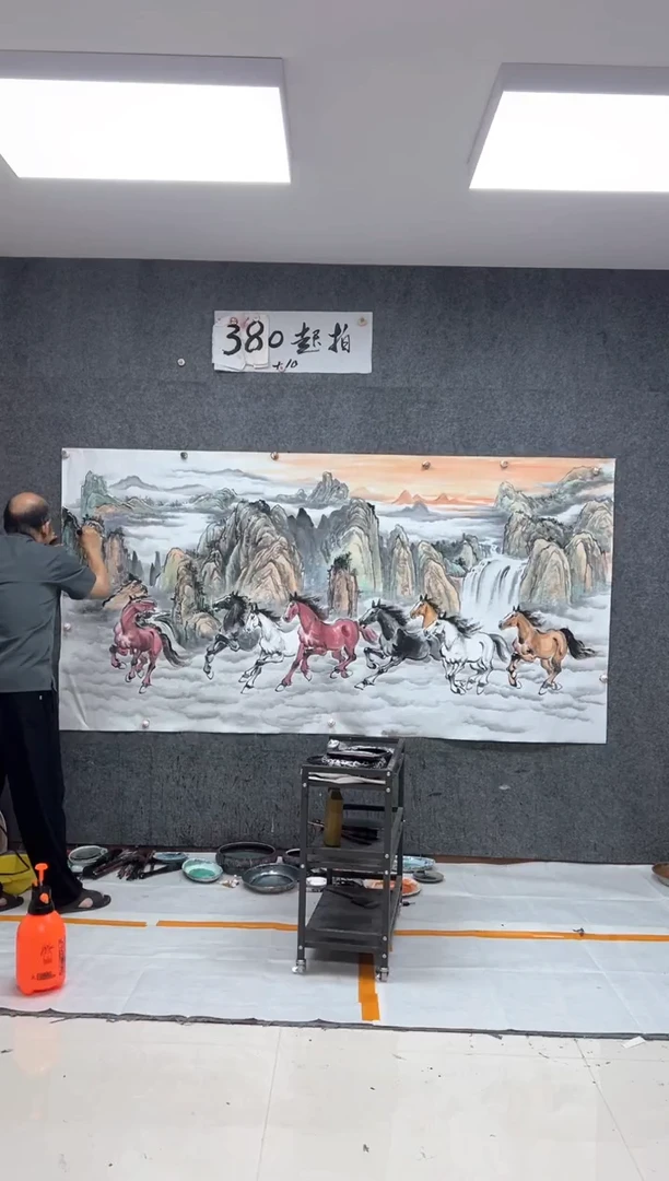 国画千里江山 八骏雄风  带收藏证书