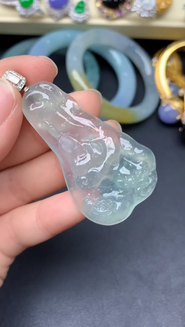 颈饰18K金镶嵌翡翠178-雪姐翡翠天天见