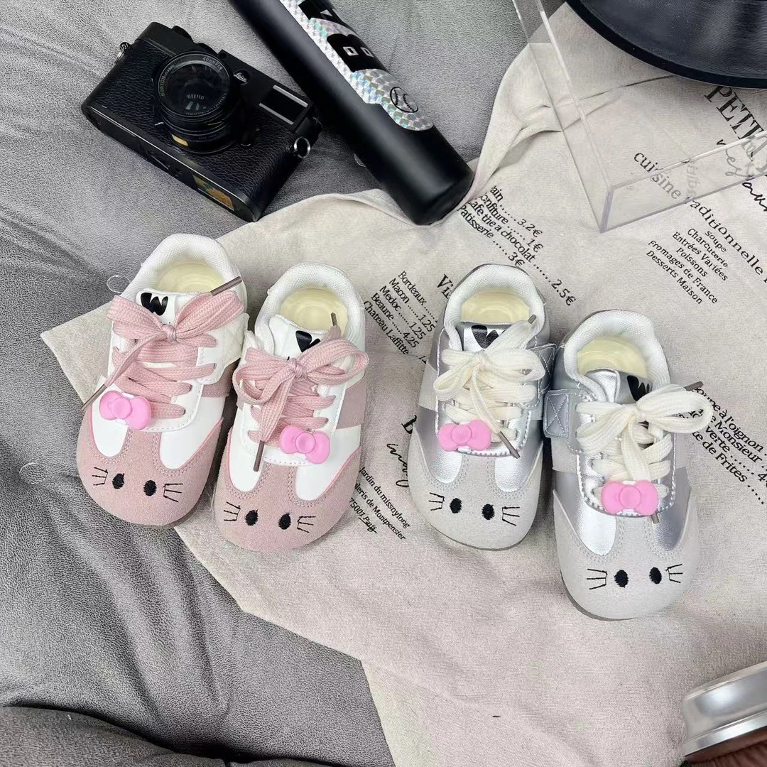可爱宝宝鞋子韩系女童猫咪德训鞋春季儿童稳步软底运动鞋LLWN655