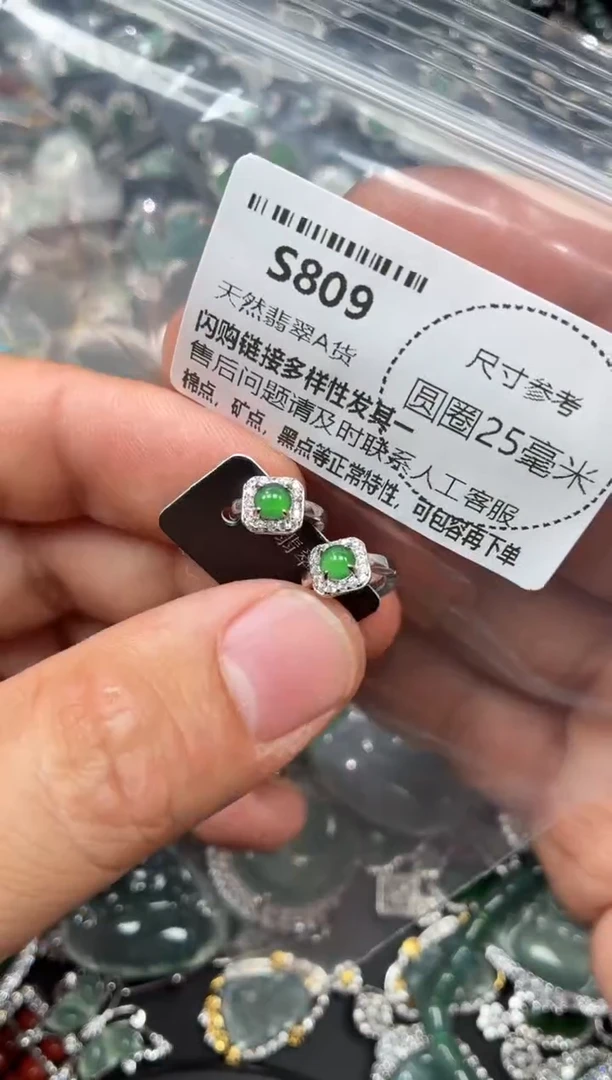 翡翠未镶嵌颈饰S809耳扣