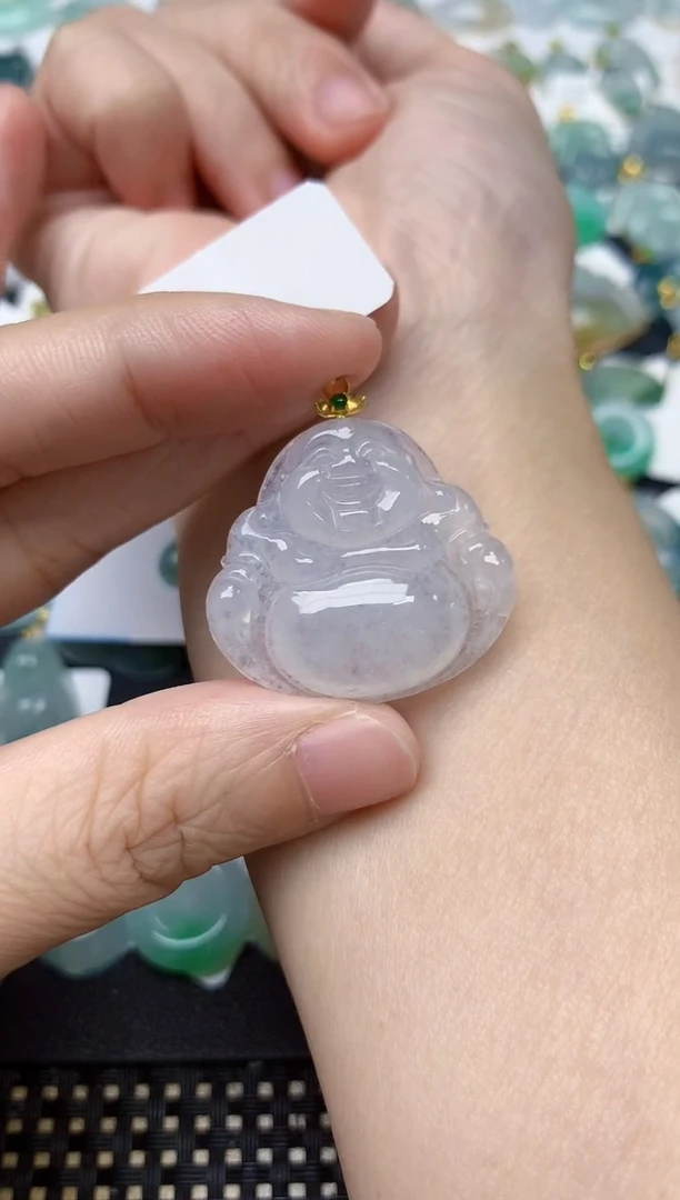 颈饰18K金镶嵌翡翠天然缅甸A货翡翠