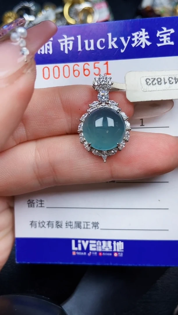 翡翠银S925镶嵌颈饰6651