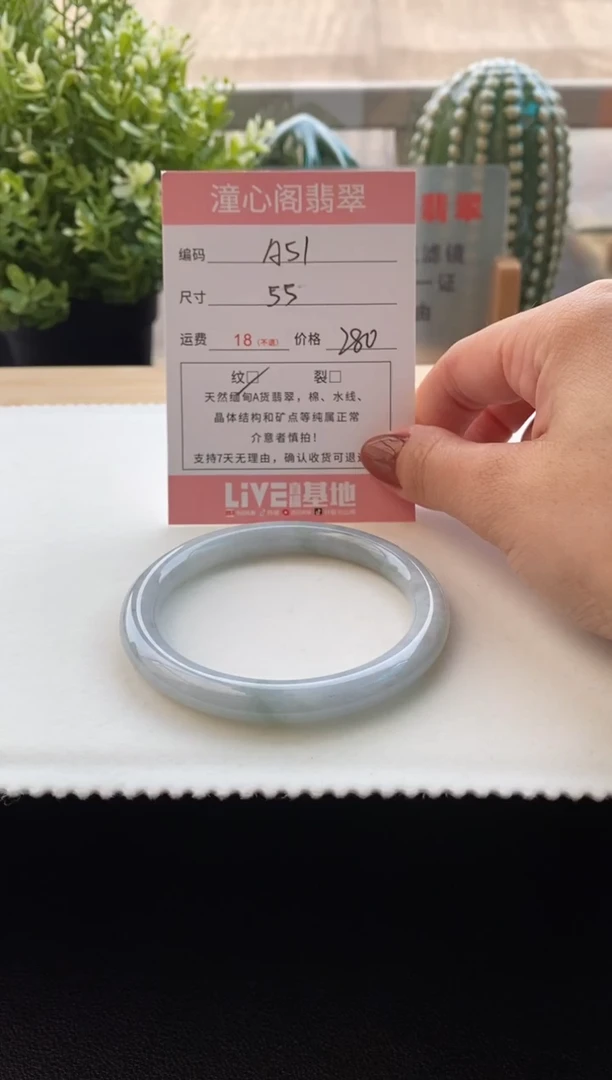 未镶嵌手镯翡翠55.6圈口 编码A51